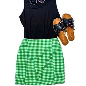 Green plaid skirt